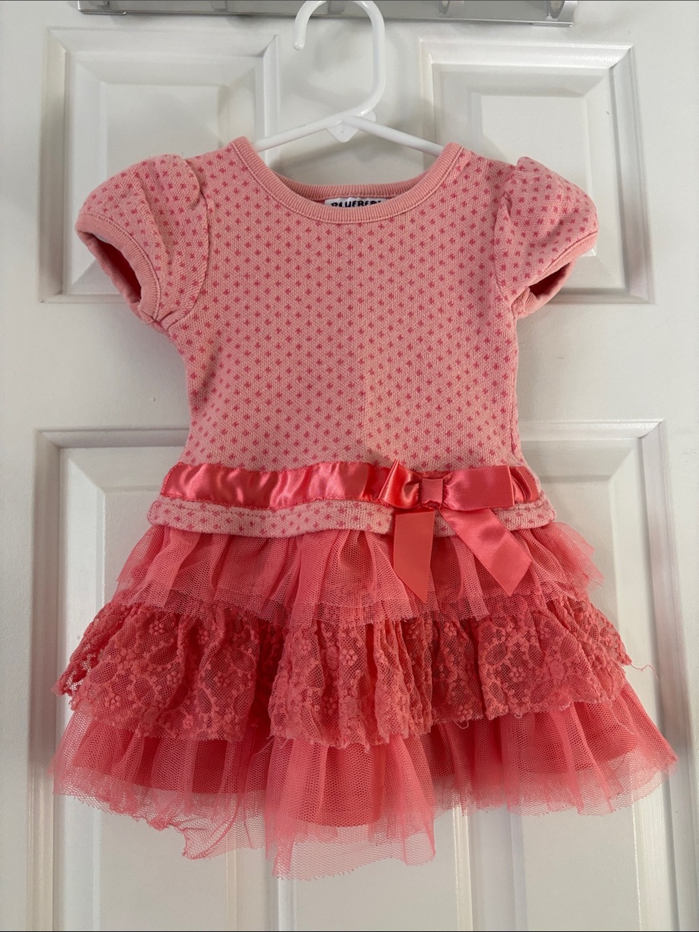 Blueberi Boulevard Pink Layered Tulle Lace Dress